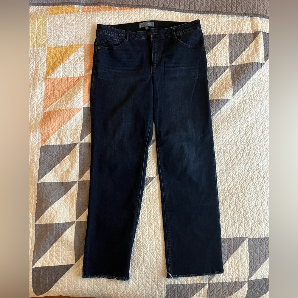 Wit & Wisdom Dark Wash Frayed Edge Cropped Jeans Size 12